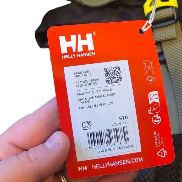 Helly Hansen Kid's Olive Green Owl Fauna Hiking Backpack 15" NWT - Picture 4 of 6